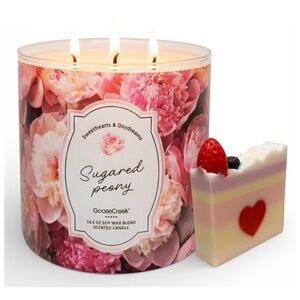 Sugared Peony Scented Candle 3 Wick soy wax Blend 14.5 oz Floral Collection